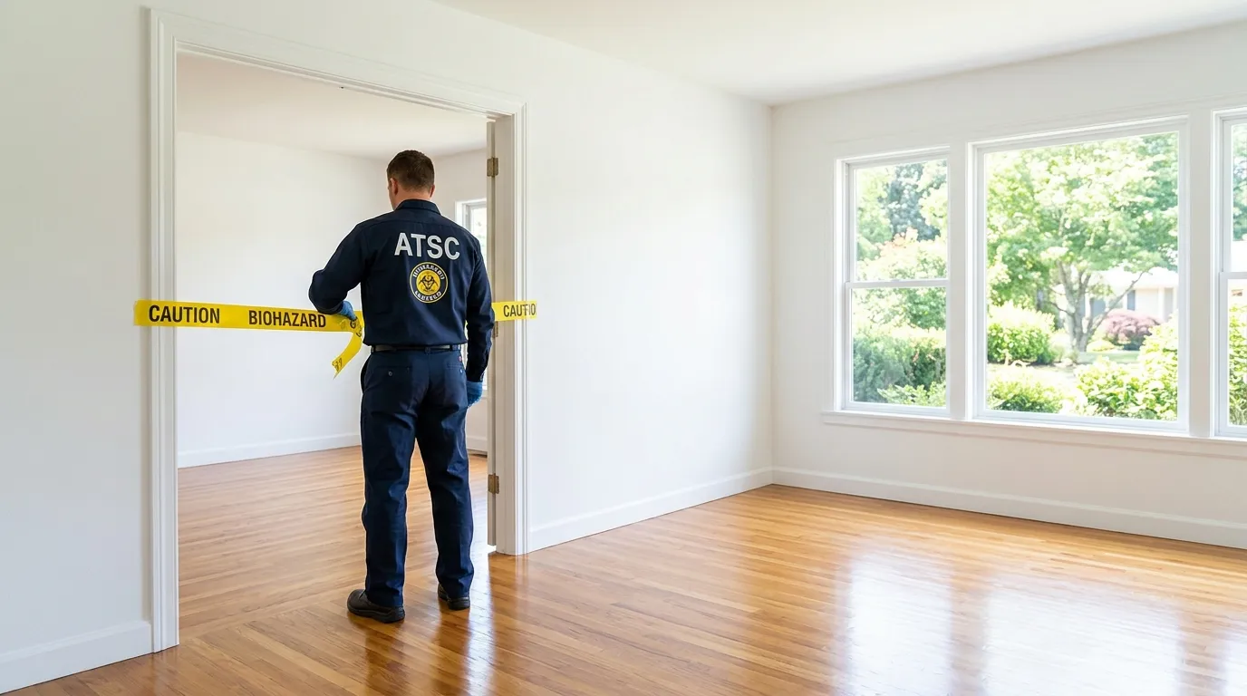 Certified biohazard cleanup crew performing Decomposition Cleanup in Bellflower